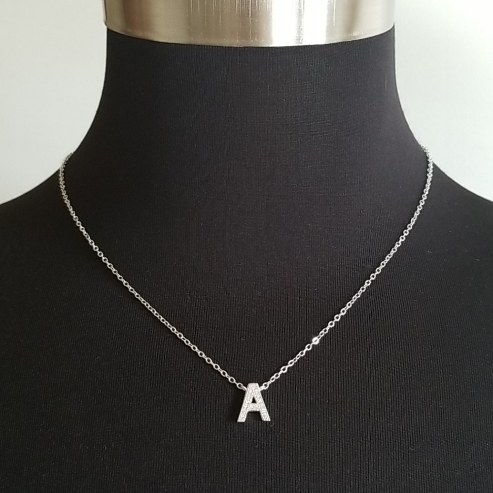 New PL Silver Initial A Necklace